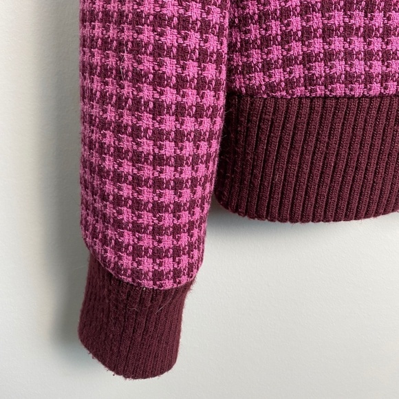 Billabong Women's Lumber Jane Houndstooth Plaid Wool Blend Bomber‎ Jacket Zip Up - Picture 3 of 16